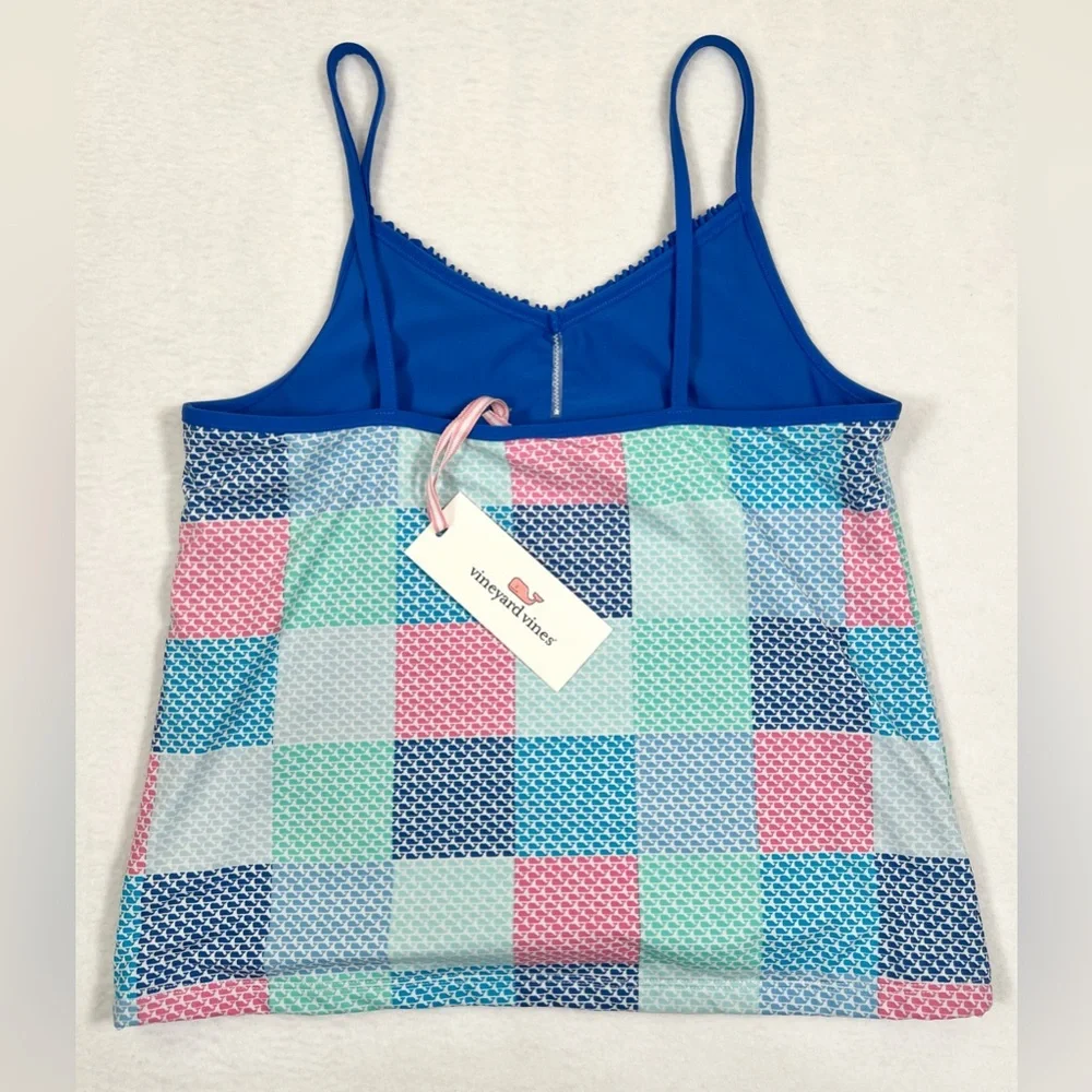 VINEYARD VINES Girls Patchwork Whale Tankini Cool Breeze L 14 NWT Swim Top‎ New